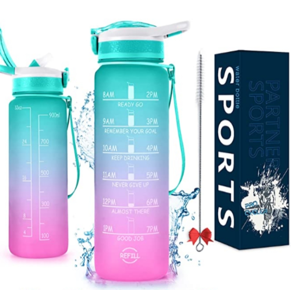 💝 Water Bottle with Time Scale Teal & Purple